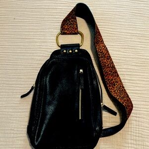 Rachel Comey along bag, black and leopard strap.